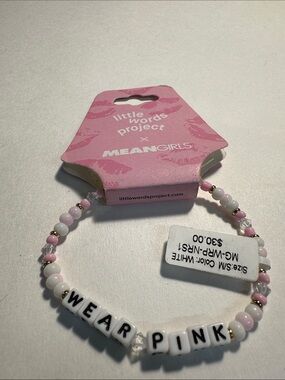 Little Words Project MEAN GIRLS 'Wear Pink' Pink & White Beaded Bracelet S/M